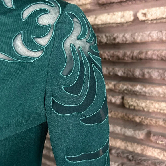 Felix Arbeo for Aventura Vintage 70s Green  High Neck Maxi Dress Size Small - Picture 3 of 8